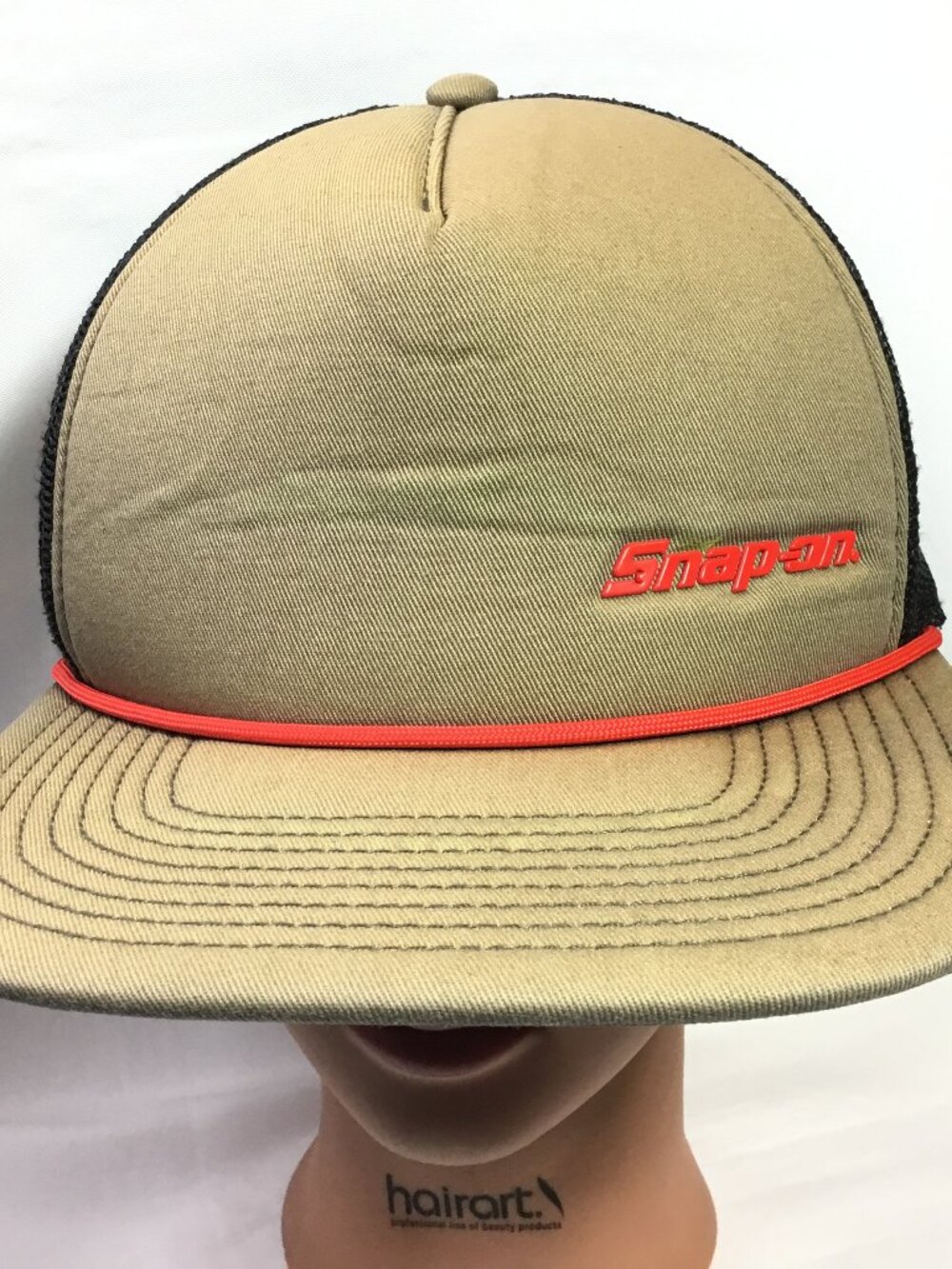 Snap On Foam Front Cable Trucker Hat Tan/Black